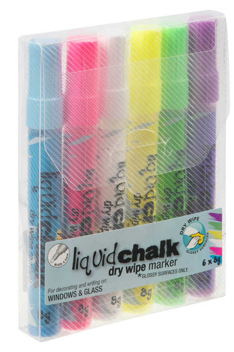 Texta Chalk Marker Assorted Colours 6's Pack, Dry Wipe, Bullet Tip AO0400570