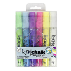 Texta Chalk Marker Assorted Colours 6's Pack, Dry Wipe, Bullet Tip AO0400570