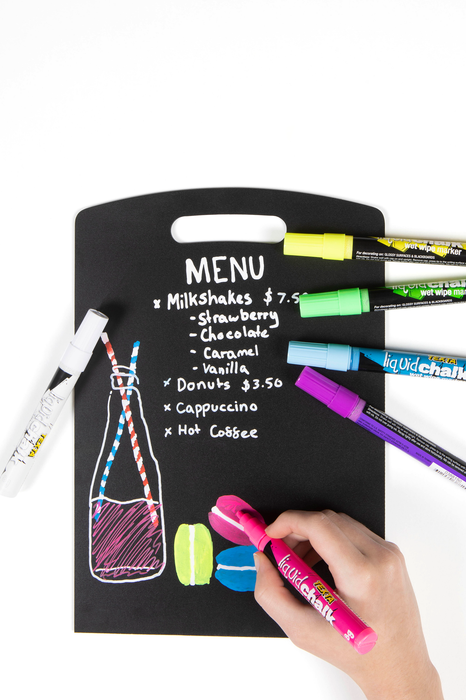 Texta Chalk Marker Assorted Colours 6's Pack, Wet Wipe, Bullet Tip AO0400590
