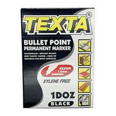 Texta Permanent Marker Bullet Tip Black 12's Pack AO0202560