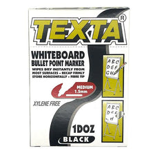 Texta Whiteboard Marker Bullet Tip Black 12's Pack AO0202600