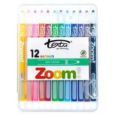 Texta Zoom Twist Crayons, Wallet of 12 In Hard Case