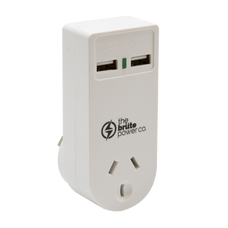 The Brute Power Co. Power Adaptor - 1 Socket + 2 USB MKBPAUSB2