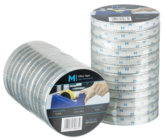 Transparent Office Tape 12mm x 66mt x 144 Rolls MPH34550