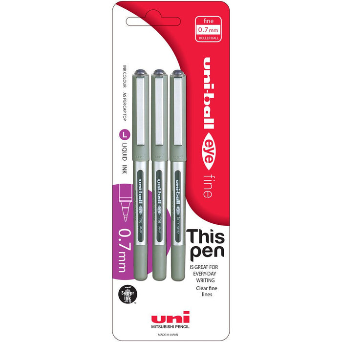 Uni-ball Eye Pens 0.7mm Capped Micro 3 Pack Black UB-157 CX250223