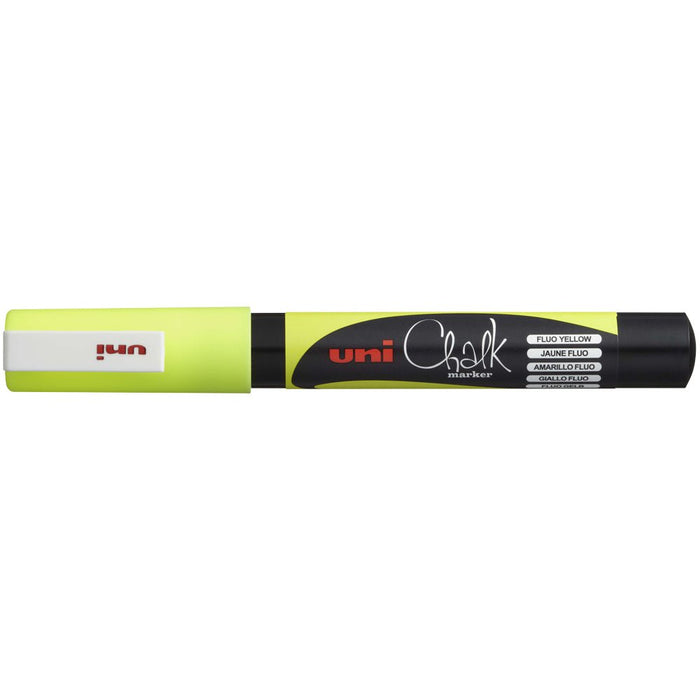 Uni Chalk Marker 0.9-1.3mm Bullet Tip Fluoro Yellow PWE-3MS CX249795