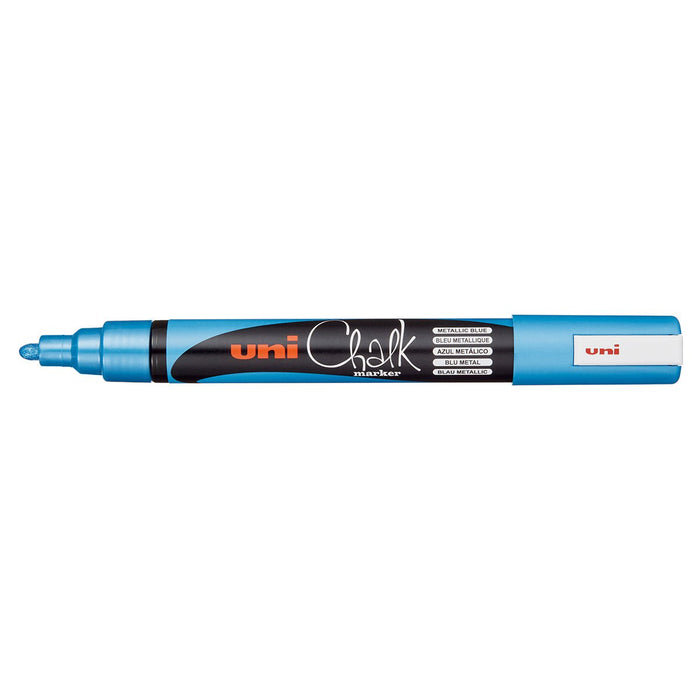 Uni Chalk Marker 1.8-2.5mm Bullet Tip Metallic Blue PWE-5M CX249298