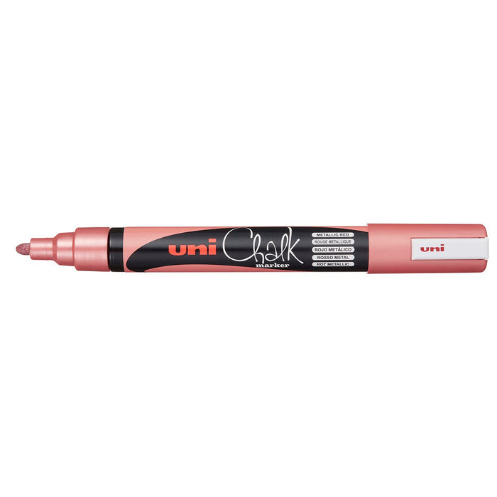 Uni Chalk Marker 1.8-2.5mm Bullet Tip Metallic Red PWE-5M CX249296