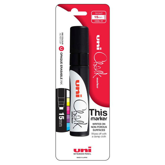 Uni Chalk Marker 15.0mm Chisel Tip Black PWE-17K CX249796