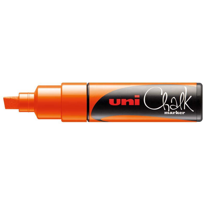 Uni Chalk Marker 8.0mm Chisel Tip Fluoro Orange PWE-8K CX249994