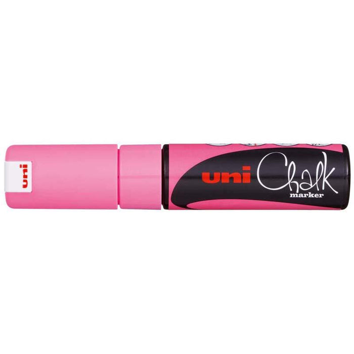 Uni Chalk Marker 8.0mm Chisel Tip Fluoro Pink PWE-8K CX249078