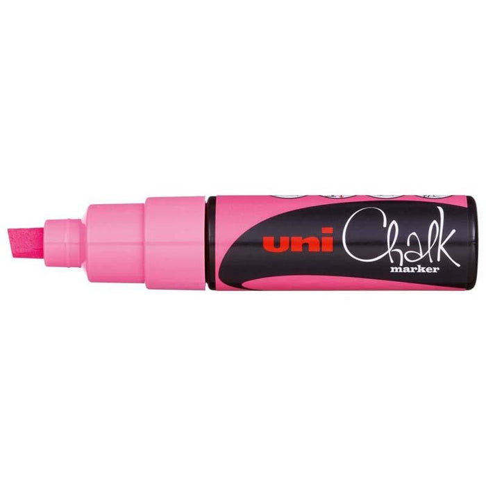 Uni Chalk Marker 8.0mm Chisel Tip Fluoro Pink PWE-8K CX249078