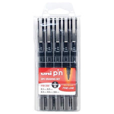 Uni Drawing System Pen 5 Nib Sizes - 1, 2, 3, 5, 8mm Black CX249251