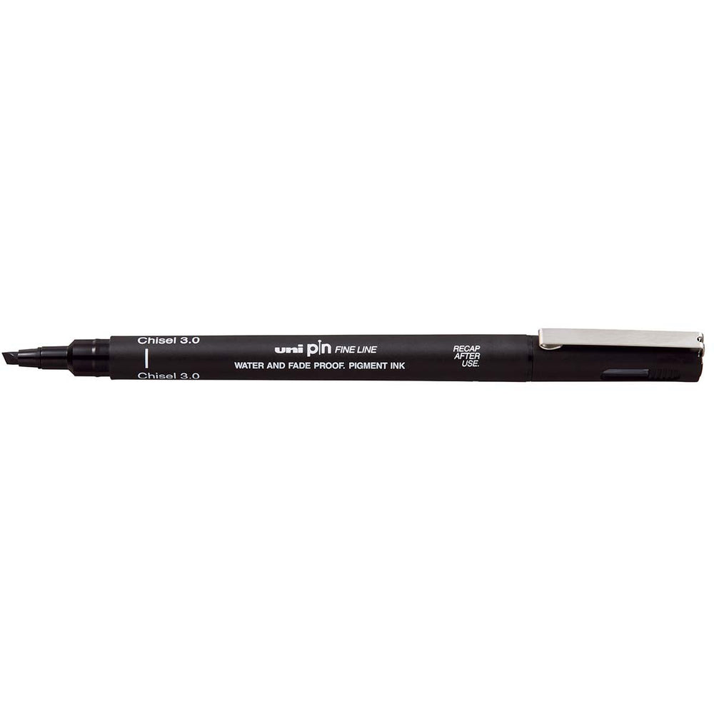 Uni Pin Fineline Permanent 3.0mm Chisel Tip Black | Fibre Tip Pens ...