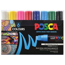 Uni Posca Marker PC-17K, 8 Pack, 15.0mm Extra-Broad Chisel Assorted CX250327