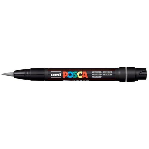 Uni Posca Paint Marker, Brush Tip, PCF-350, Silver, 0.1-1.0mm CX250007