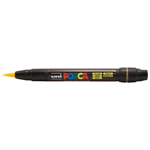 Uni Posca Paint Marker, Brush Tip, PCF-350, Yellow, 0.1-1.0mm CX250008
