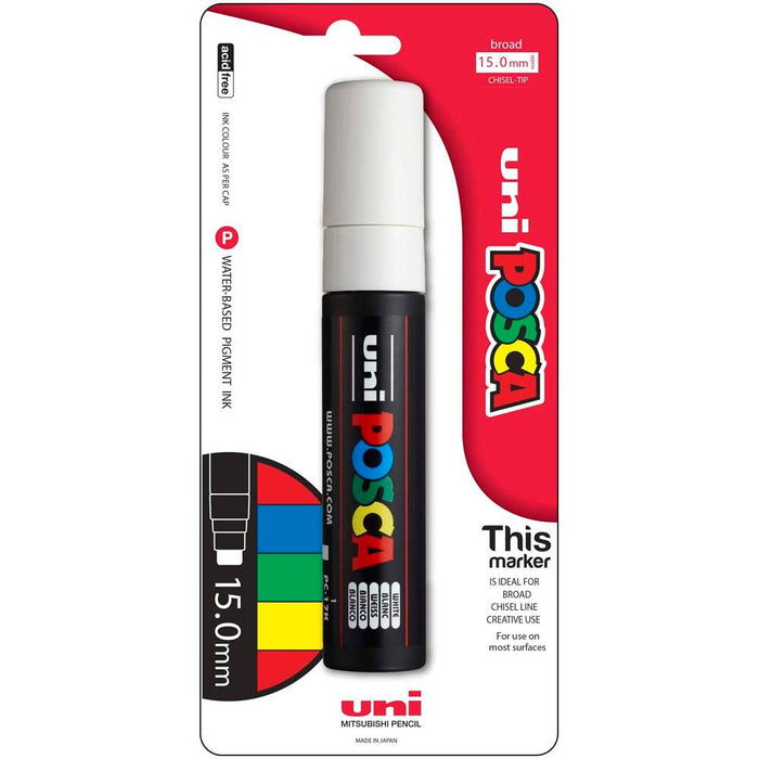 Uni Posca Paint Marker PC-17K, White, Extra Broad Chisel Tip 15.0mm CX250208