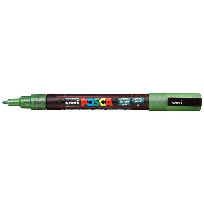 Uni Posca Paint Marker PC-3M, Glitter Green, Fine Tip 0.9-1.3mm CX250153