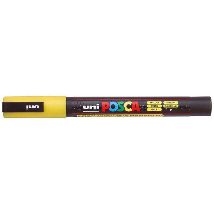 Uni Posca Paint Marker PC-3M, Glitter Yellow, Fine Tip 0.9-1.3mm CX250152