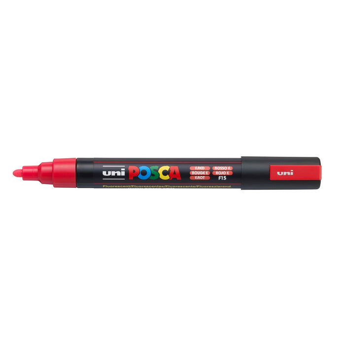 Uni Posca Paint Marker PC-5M, Fluoro Red, Medium Bullet Tip 1.8-2.5mm CX249040