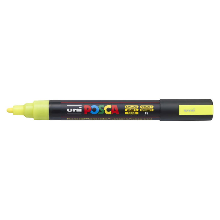 Uni Posca Paint Marker PC-5M, Fluoro Yellow, Medium Bullet Tip 1.8-2.5mm CX249041
