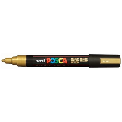 Uni Posca Paint Marker, PC-5M, Gold, Medium Bullet Tip, 1.8-2.5mm CX250049