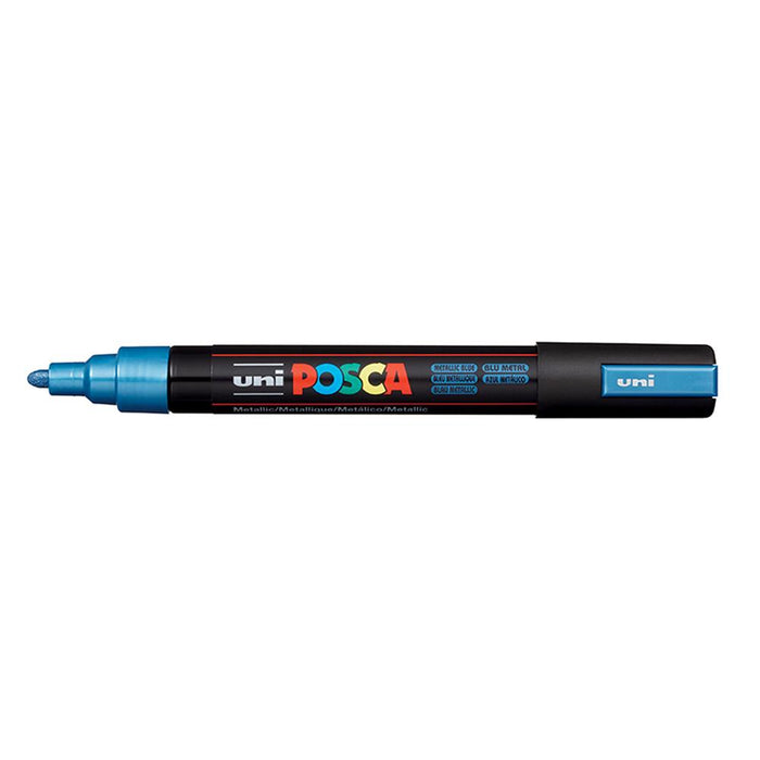 Uni Posca Paint Marker PC-5M, Metallic Blue, Medium Bullet Tip 1.8-2.5mm CX249044