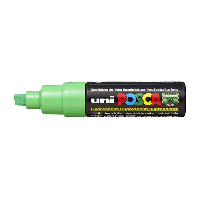 Uni Posca Paint Marker PC-8K, Fluoro Green, Chisel Tip 8.0mm CX249070