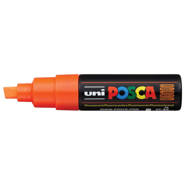 Uni Posca Paint Marker PC-8K, Fluoro Orange, Chisel Tip 8.0mm CX249072