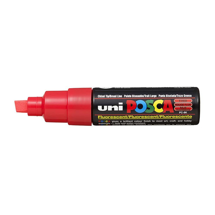 Uni Posca Paint Marker PC-8K, Fluoro Red, Chisel Tip 8.0mm CX249074