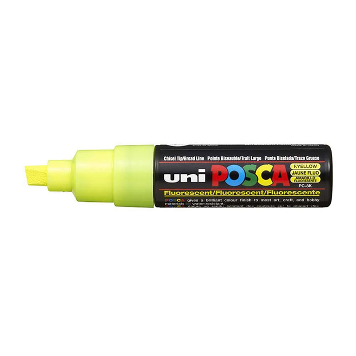 Uni Posca Paint Marker PC-8K, Fluoro Yellow, Chisel Tip 8.0mm CX249075