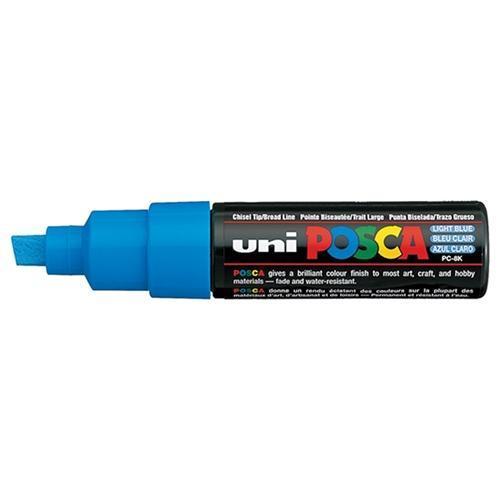 Uni Posca Paint Marker, PC-8K, Light Blue, Chisel Tip, 8.0mm CX250056