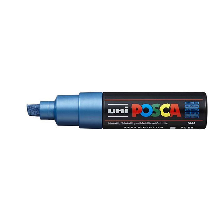 Uni Posca Paint Marker PC-8K, Metallic Blue, Chisel Tip 8.0mm CX249092