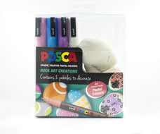 Uni Posca Paint Marker Set, PC-3M, Rock Art Activity Pack Kit, with Pebbles (PC3MROCK) CX250226-DO