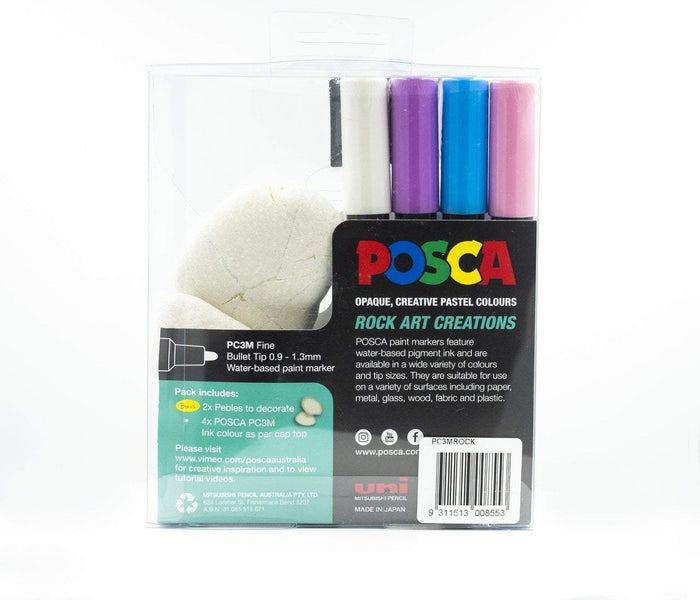 Uni Posca Paint Marker Set, PC-3M, Rock Art Activity Pack Kit, with Pebbles (PC3MROCK) CX250226-DO