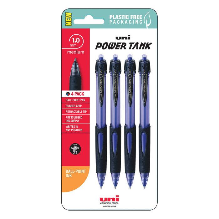 Uni PowerTank 1.0mm Retractable Blue Hangsell Pk4 CX250340