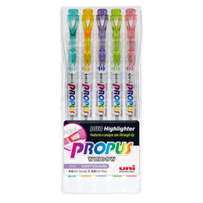 Uni Propus Window Double-Ended Highlighter 4.0mm/0.6mm Pastel 5 Pack CX249126