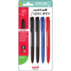 Uni Signo RT1 Rollerball Pen, 0.7mm, Retractable Assorted, Pack of 4 CX250359