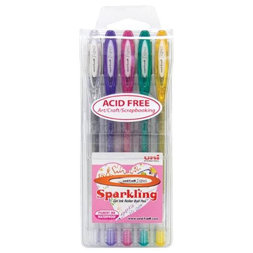 Uni Signo UM-120 Sparkling Gel Pen - 5's pack CX249246