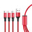 UNITEK 1.2m USB 3-in-1 Charge Cable. Integrated USB-A to Micro-B, Lightning Connector & USB-C Connector. Red Colour. CDC4049RD