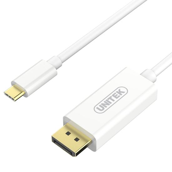 UNITEK 1.8m 4K USB-C to DisplayPort 1.2 Cable in White Plastic Housing. Supports upto 4K@60Hz. Plug & Play. HDCP2.2 for 4K Netfli, Amazon Prime Video & More. USB3.1. Gold Plated Connectors. White. CDV400A