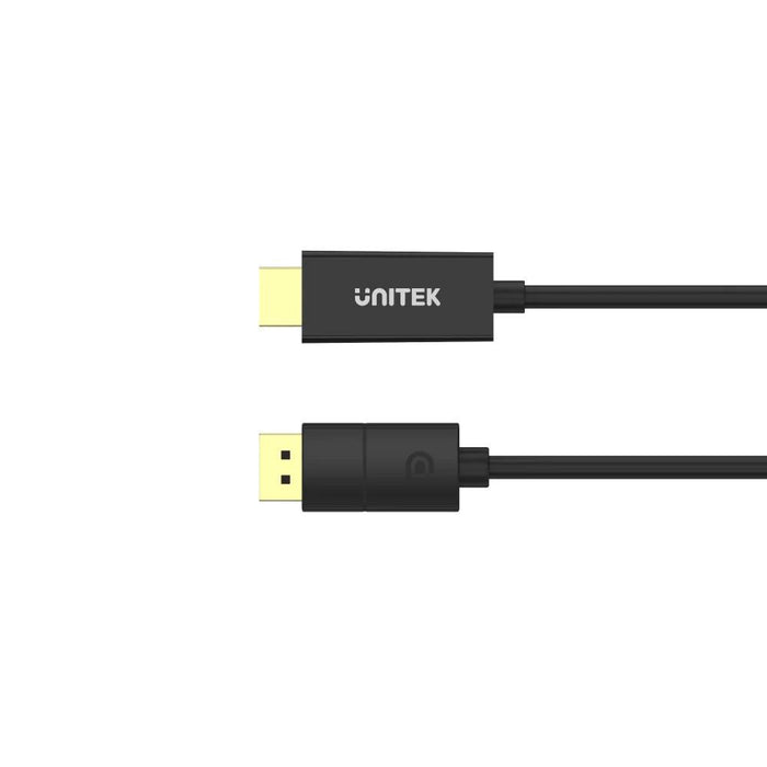 UNITEK 1.8m DisplayPort to HDMI Cable. Supports Max Res up to 4K@60Hz. Unidirectional Cable. Supports Transfer Rate up to 18Gbps Stream with HDCP2.2. Gold Plated Connectors. Black Colour. CDV1608A