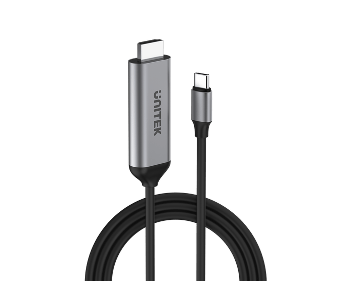 UNITEK 1.8m USB-C to HDMI cable. Premium  Audio Video UltraHD. Gold Plated Connectors. Supports Max Res up to 4K@60Hz (4096X2160). Plug & Play. Grey Colour CDV1423A