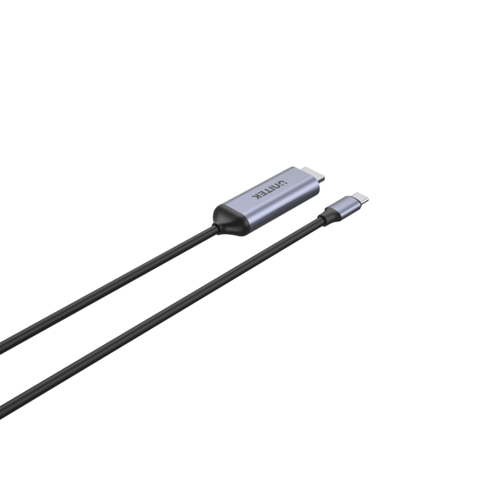 UNITEK 1.8m USB-C to HDMI Cable. Supports Premium  AV UltraHD 8K. Supports Res up to 8K@60Hz. Stream with HDCP2.3. Aluminium Housing. Plug & Play. Black Cable, Grey Connectors. CDV1423B