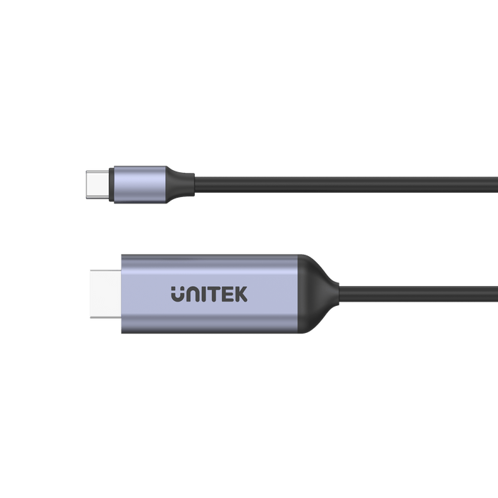 UNITEK 1.8m USB-C to HDMI Cable. Supports Premium  AV UltraHD 8K. Supports Res up to 8K@60Hz. Stream with HDCP2.3. Aluminium Housing. Plug & Play. Black Cable, Grey Connectors. CDV1423B