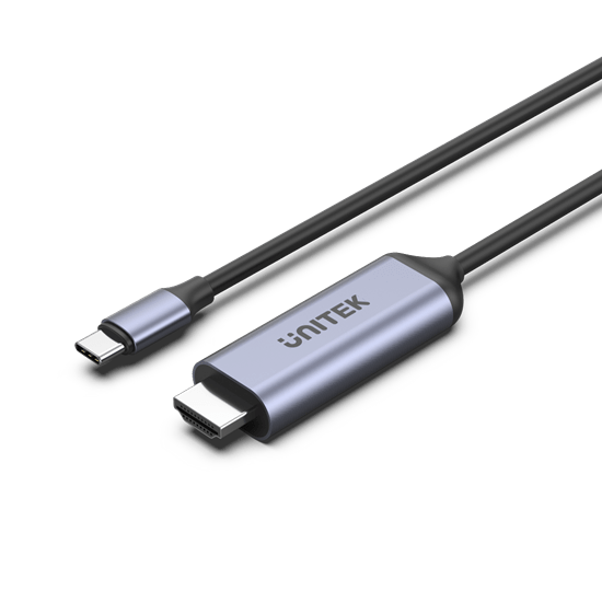 UNITEK 1.8m USB-C to HDMI Cable. Supports Premium  AV UltraHD 8K. Supports Res up to 8K@60Hz. Stream with HDCP2.3. Aluminium Housing. Plug & Play. Black Cable, Grey Connectors. CDV1423B