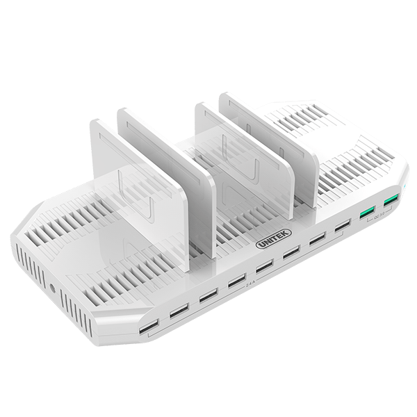 Unitek 10 Port USB Smart Charging Station, 8 Port 2.4A USB-A, 2x Port QC 3.0 USB-A, Rapid Charging CDY-2190A