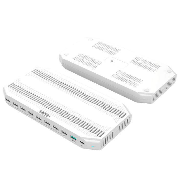 Unitek 10-Port USB Smart Charging Station, 9 Port 2.4A USB-A, 1x Port QC 3.0 USB-A, Rapid Charging CDY-2190