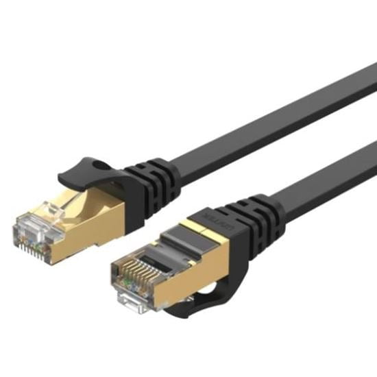 UNITEK 15m CAT 7 Black Flat SSTP 32AWG Patch Lead in PVC Jacket. 500MHz, Gold-plated Contacts with RJ45 (8P8C) Connectors, Compatible with 10GBaseT. CDC1897BK-15M